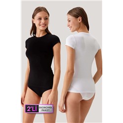Pierre Cardin2'li Ekonomik Paket Siyah Beyaz 1005 Kısa Kol Basic T-shirt Atlet