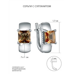 Серьги из серебра с султанит и фианитами родированные 2-3957-001