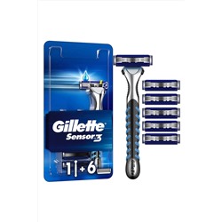 Gillette, Sensor3 Tıraş Makinesi + 6 Yedek Tıraş Bıçağı