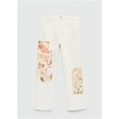 Jeans rectos parches flores