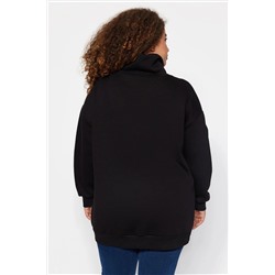 Siyah Kalın İçi Polarlı Fermuarlı Örme Sweatshirt TBBAW24AO00017