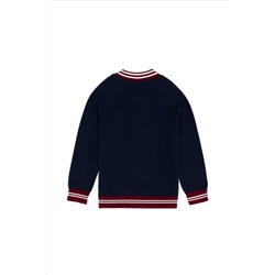 Erkek Çocuk Bordo Bisiklet Yaka Triko Hırka