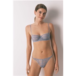 Tanga encaje azul lurex