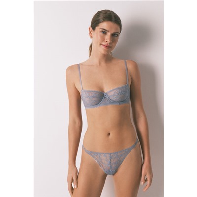 Tanga encaje azul lurex