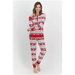 Pierre Cardin Geyikli Kırmızı Kadın Pijama Takımı PC8023-S