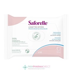 Saforelle Lingettes Intimes Fraicheur & Douceur Biodégradables x10