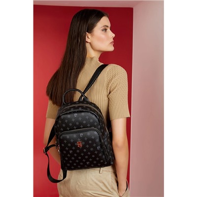 Pierre Cardin Siyah Monogram Kadın Sırt Çantası 05PO22Y1553