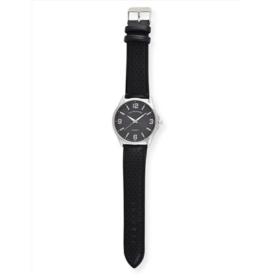 MENS PERFORATED BLACK STRAP ANALOG WATCH