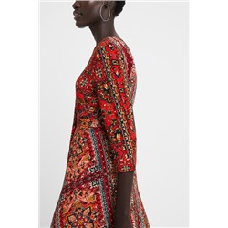 Vestido viscosa estampado étnico