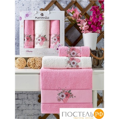 11779 Комп. Пол. MERZUKA махр. в короб. (50x90/2)(70х140/1) 3 шт. DURU розовый