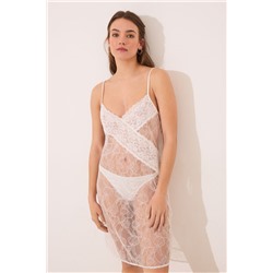 Camisón corto encaje blanco