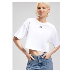 MaviLogo Baskılı Beyaz Crop Tişört Crop / Kısa Kesim 1611585-620