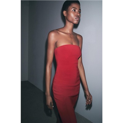 STRAPLESS CREPE DRESS