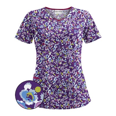 UA Passion Posies Grape Scrub Top