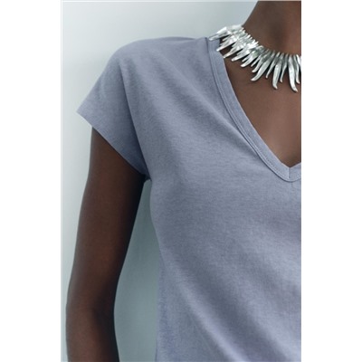 LINEN AND COTTON BLEND T-SHIRT