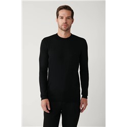Avva Erkek Siyah Yüksek Bisiklet Yaka Viskon Standart Fit Normal Kesim Triko Kazak B005021