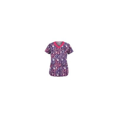 UA Fall Vineyard Eggplant Print Scrub Top
