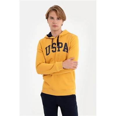 Erkek Safran Kapüşonlu Basic Sweatshirt