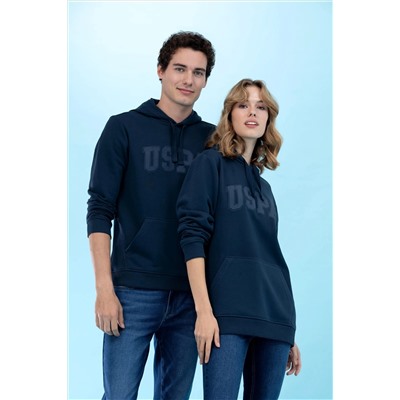 Lacivert Kapüşonlu Basic Sweatshirt (Unisex)