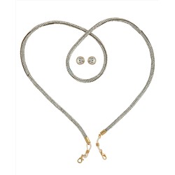 GUESS Silver-tone And Pastel Rainbow Sparkle Face Mask Chain and Stud Set