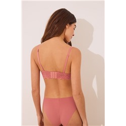 Sujetador STRAPLESS microfibra y encaje rosa