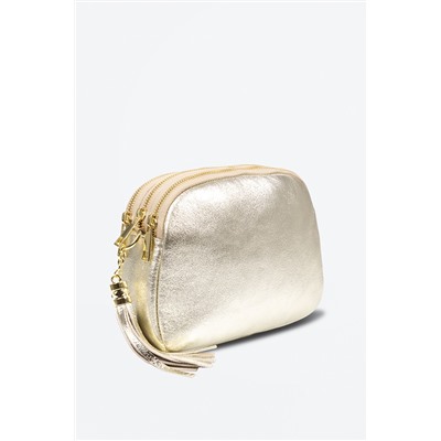 Bandolera de piel Plateado - Firenze Artegiani