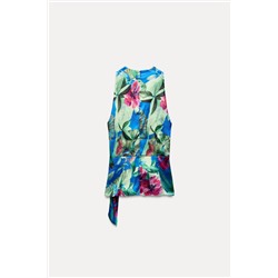 SATIN TROPICAL PRINT TOP
