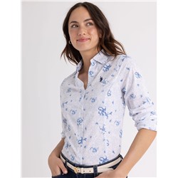 LONG SLEEVE FITTED PRINTED POPLIN SHIRT