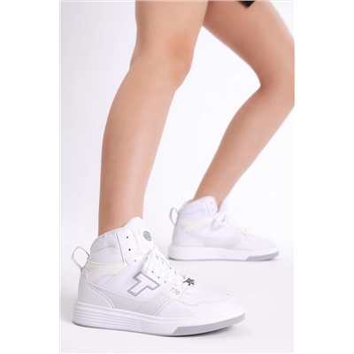 Tonny Black Unisex Beyaz Rahat Kalıp Poli Taban Bağcıklı Uzun Sneaker TBA298