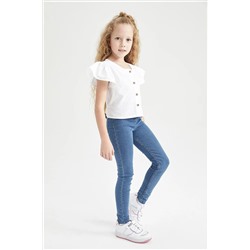 Defacto Kız Çocuk Süs Cepli Dar Paça Jean Pantolon R8607A622AU