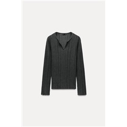 OPEN KNIT RIBBED T-SHIRT