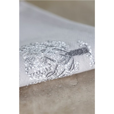 Orva Nakışlı %100 Pamuk 2'li El Havlusu - Gri - 30x45 cm
