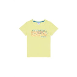 Çocuk Neon Sarı Bisiklet Yaka Tişört
