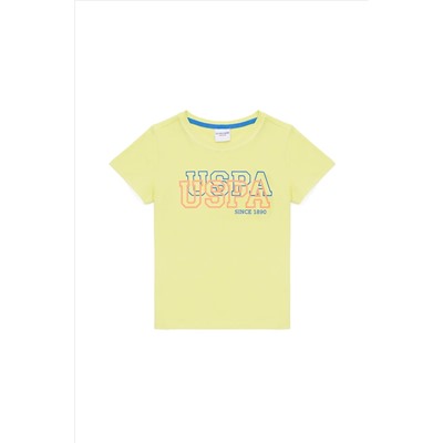 Çocuk Neon Sarı Bisiklet Yaka Tişört