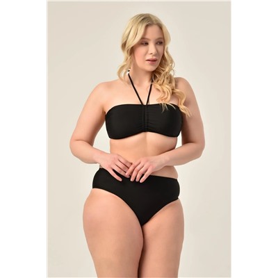 AQUAVİVA, Aquaviva Kadın Büyük Beden Siyah Straplez Boyundan Bağlı Bikini Takımı
