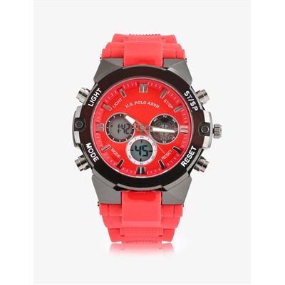 MEN'S RED AND BLACK RUBBER STRAP ANA DIGI WATCH