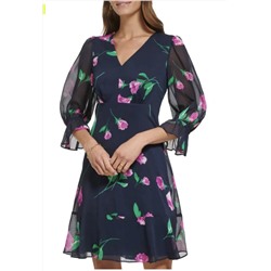 DKNY Floral Fit & Flare Minidress