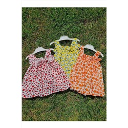 YUKOBABY Kız Bebek 3 Adet Çilek Portakal Limon Baskılı Elbise kiz-bebek-meyveli-3-adet-elbise