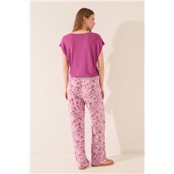 Pantalón largo estampado rosa