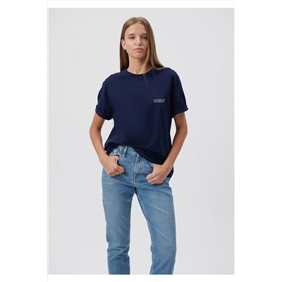 Mavi Logo Baskılı Lacivert Tişört Loose Fit / Bol Rahat Kesim 1611309-70491