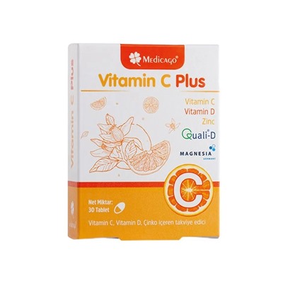 Medicago - Vitamin C plus - C (аскорбиновая кислота), D3 (холекальциферол) - 1000 МЕ, 30 таблеток