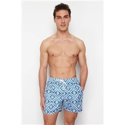TRENDYOL MAN Gri Standart Boy Geometrik Baskılı Deniz Şortu TMNSS24DS00017