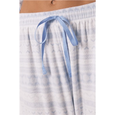 Pijama largo camisero polar cenefa