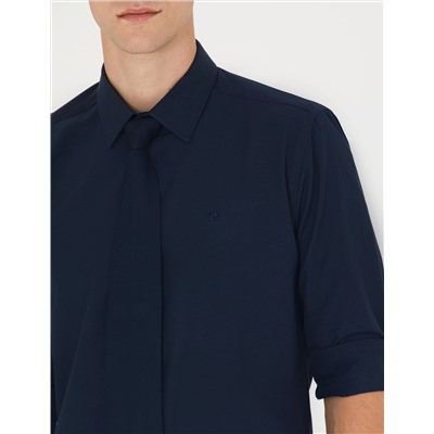 Lacivert Slim Fit Uzun Kollu Basic Gömlek