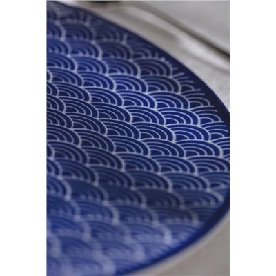 Reve Bleu Saphir Servis Tabağı - 25 cm - Mavi/Beyaz