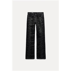 TRF MID-WAIST FLOCKED ANIMAL PRINT JEANS