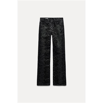 TRF MID-WAIST FLOCKED ANIMAL PRINT JEANS