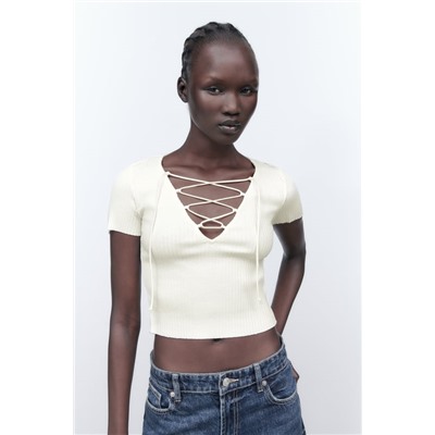 RIBBED TOP WITH TIED DETAIL