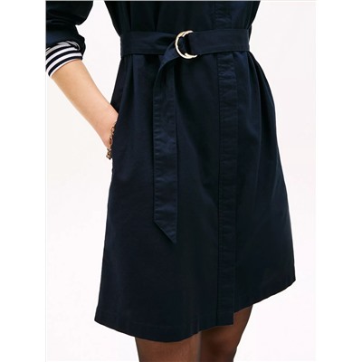Long-Sleeve Belted Oxford Shirtdress
