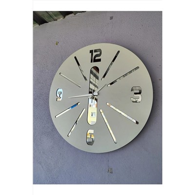 AA Shop Beyaz Renk Hediyelik Ahşap Dekoratif Farklı Desenli Duvar Saati 50cm beyazsiyahçift